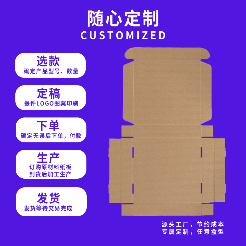 En stock caja de avión extra duro E corrugado embalaje de papel Kraft caja de embalaje Express soporte Personalización de lotes pequeños