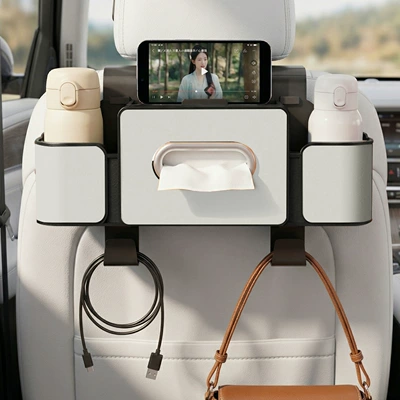 Car tissue box/set — seat back storage box, cute - seat-four-in-one-storage-box-4th-generation-white
