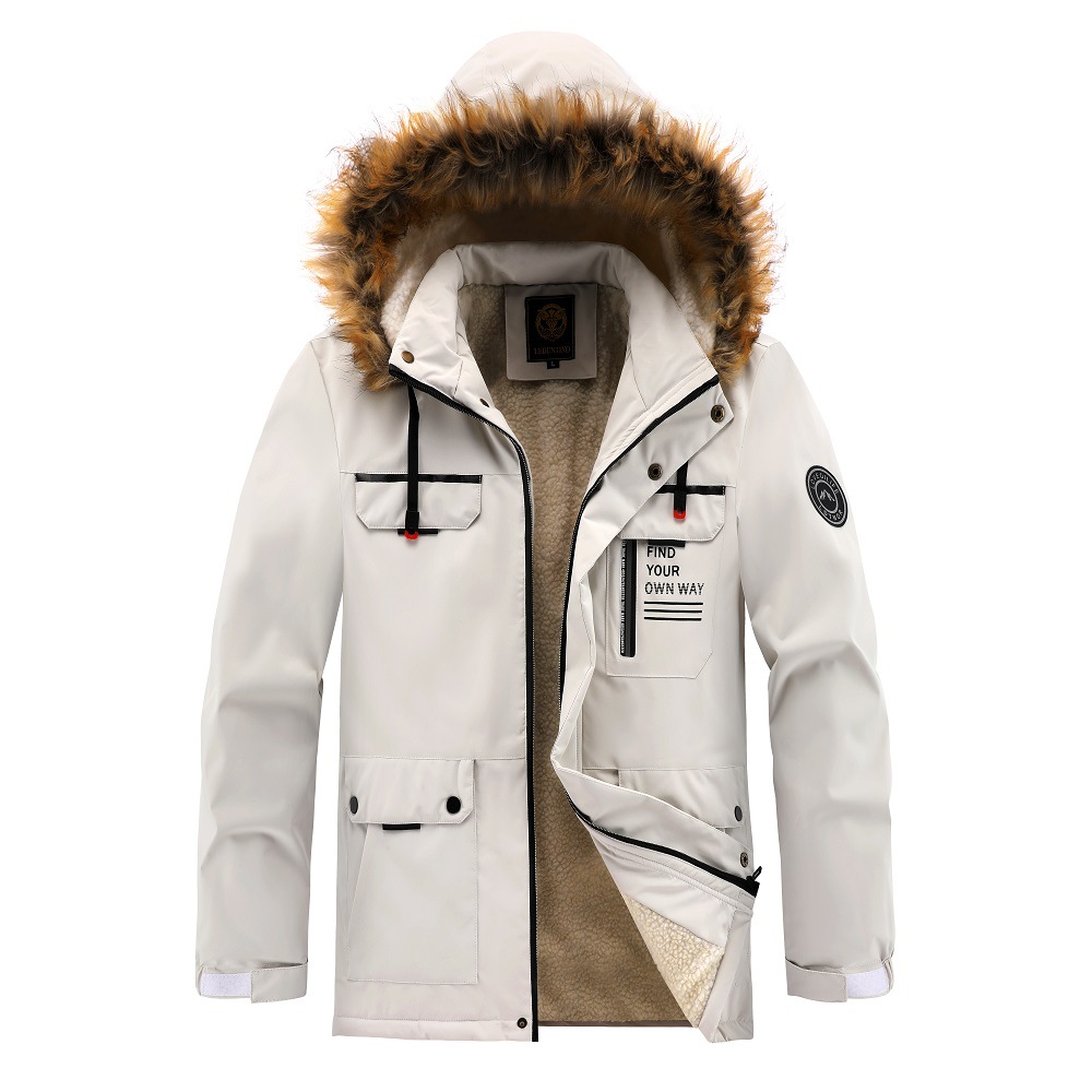 Abbigliamento da uomo Giacca con cappuccio Giacca antivento da uomo Giacca da uomo di media lunghezza Giacca da uomo in velluto spesso Giacca_voghion.com