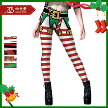 数码印花裤子2024春季圣诞节打底裤欧美跨境新款弹性女裤瑜伽裤女