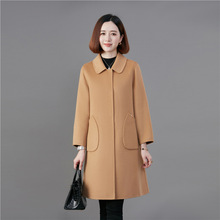 高端双面羊绒大衣女中长款2023秋冬新款韩版中年妈妈羊毛呢子外套