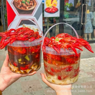 耐高温易开食品级塑料桶5L带盖密封小圆桶手提加厚泡菜龙虾桶批发