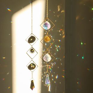 Ins Indoor Moon Crystal Sunshine Catcher Pendant Birthday Gift Bedroom Rainbow Wind Chime Crystal Pendant Gift