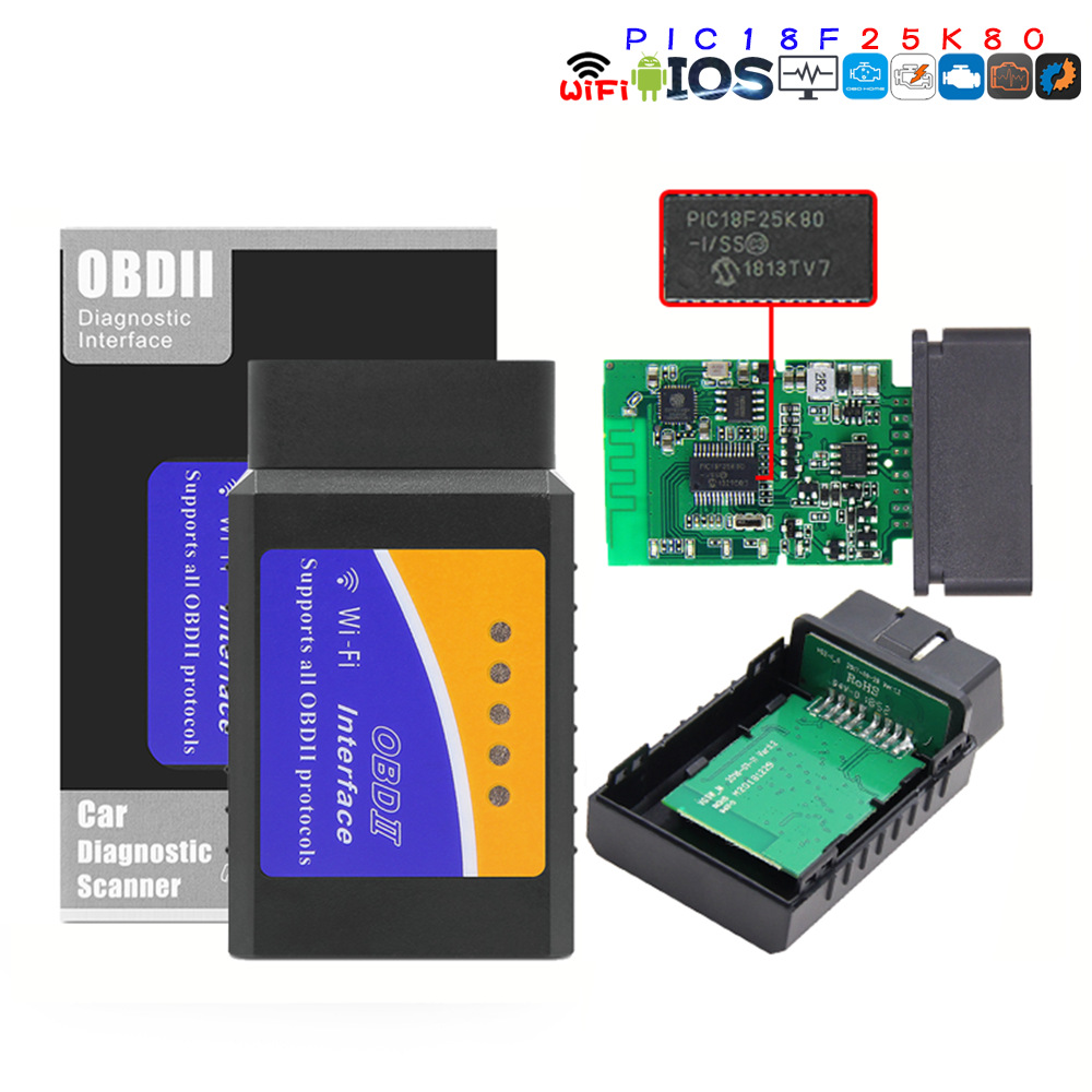 WiFi OBD with 25K80 Scan Tool 汽车诊断仪 蓝橙色 支持苹果安卓