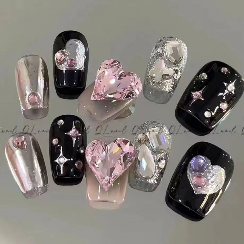 Pure Hand-Wearing Armor Heart Blind Spot Small Short Armor Wearing Armor Black Pink Sweet Cool Wind Pink Love Nail Art Patch Pure Hand-Wearing Armor Heart Blind Spot Small Short Armor Wearing Armor Black Pink Sweet Cool Wind Pink Love Nail Art Patch