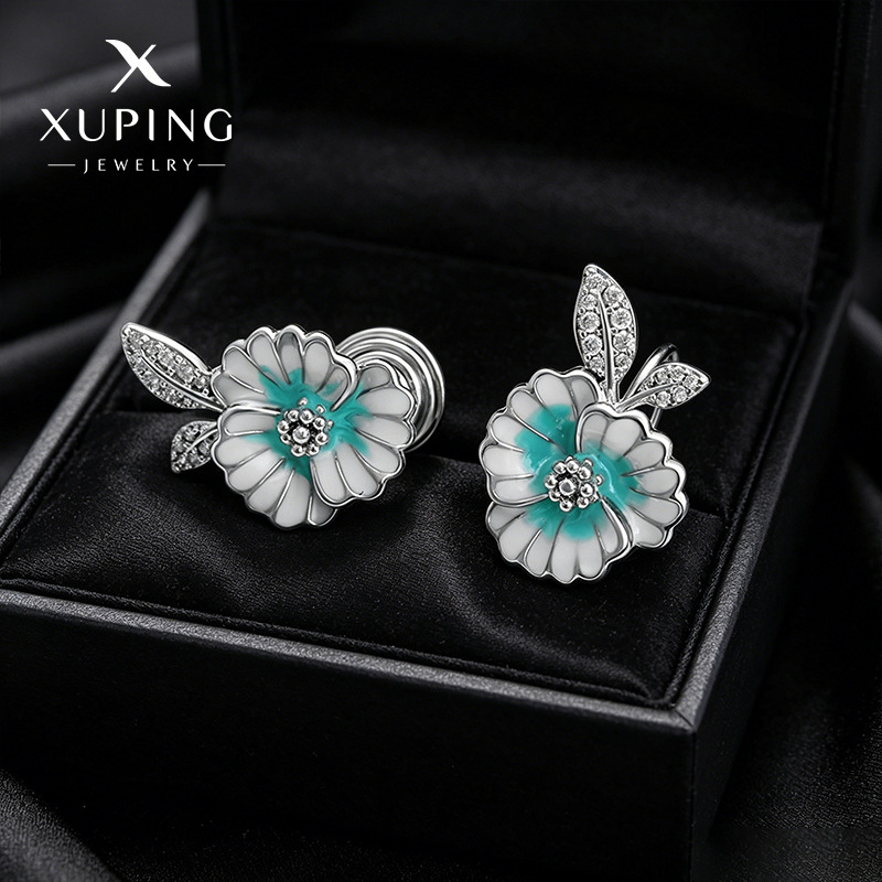 Xuping goteo de aceite serie de flores temperamento dulce pequeño fresco vacaciones orejas de viento joyas de aleación de cobre joyas al por mayor mujeres