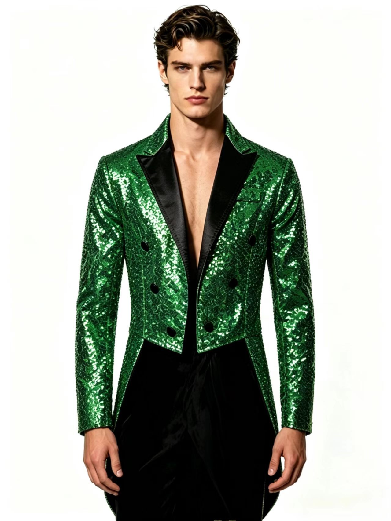 Amazon Cross-Border Foreign Trade Men's Suit Tuxedo Banquet Nightclub Performance Sequined Fashion Design Men's Jacket