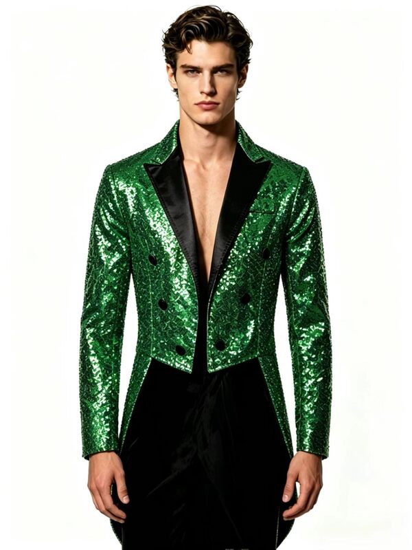 Amazon Cross-Border Foreign Trade Men's Suit Tuxedo Banquet Nightclub Performance Sequined Fashion Design Men's Jacket Amazon Cross-Border Foreign Trade Men's Suit Tuxedo Banquet Nightclub Performance Sequined Fashion Design Men's Jacket