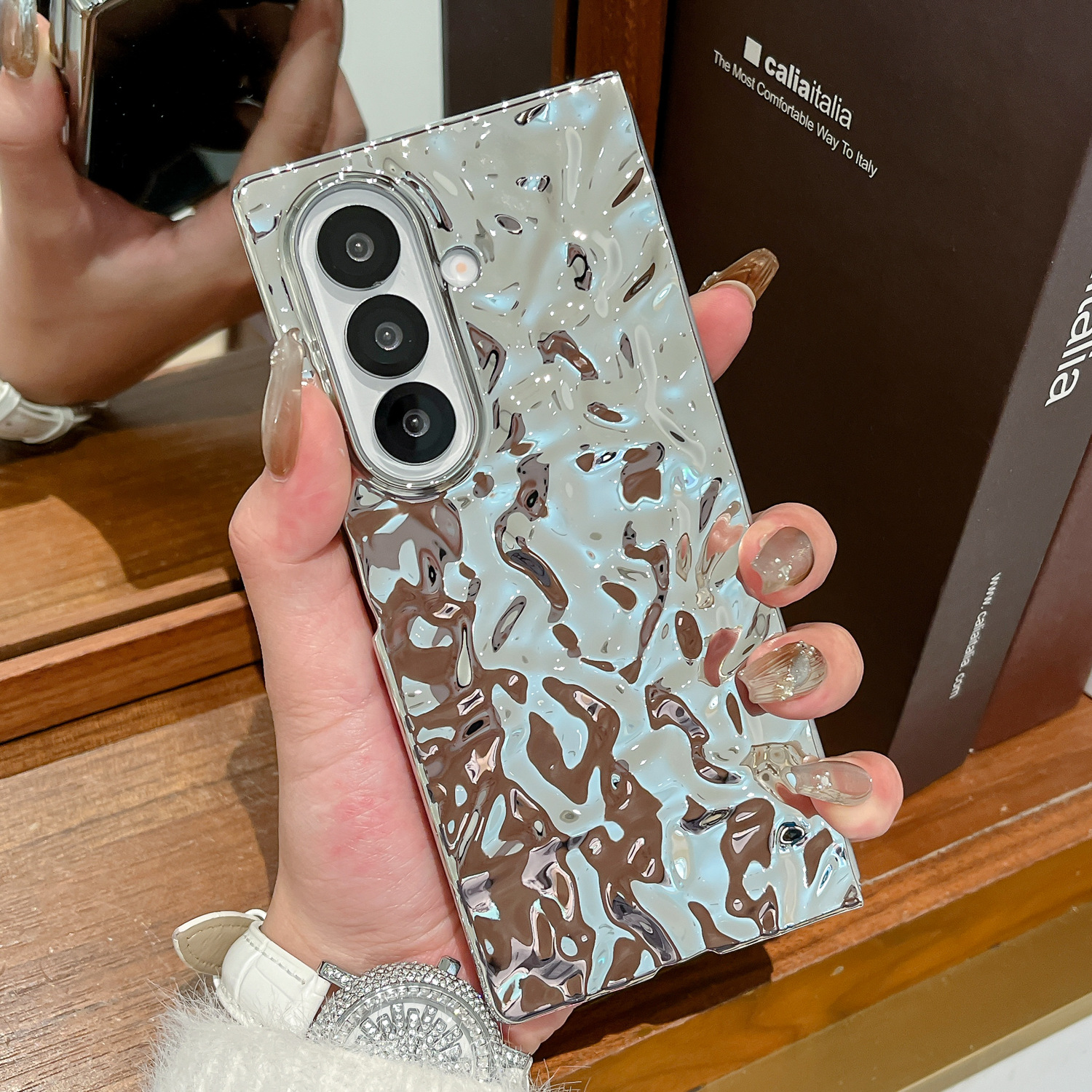 适用三星GalaxyZFold7手机壳电镀水波纹GalaxyZFold6折叠屏保护套