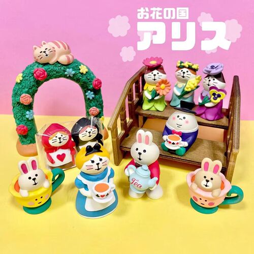 Alice in the Land of Flowers Poker Cat Teacup Rabbit Zakka Japanese Cat Creative Trendy Desktop Study Ornament