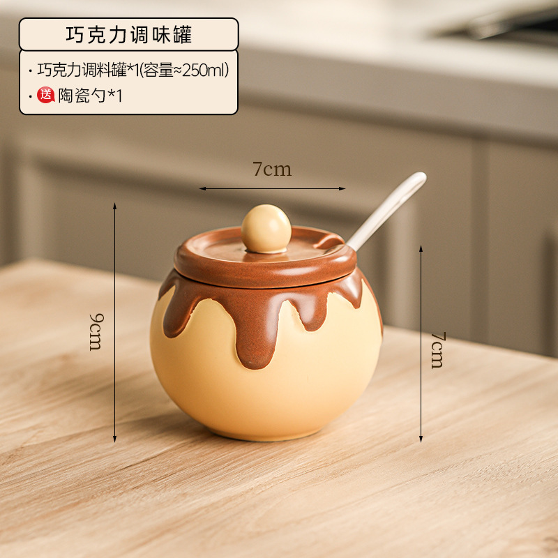 高颜値陶磁器調味料缶家庭用キッチン漫画調味缶味の素塩缶調味料セット|undefined