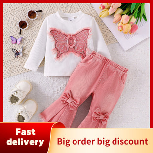 Children's clothing White T-shirt with bow + pink denim bell