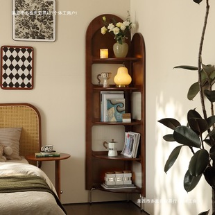 French Decorative Middle-ancient Wooden Wall Edge Sofa Storage Bookshelf Screen Partition Corner Cabinet Implementation of Three Free Shipping for Living Room