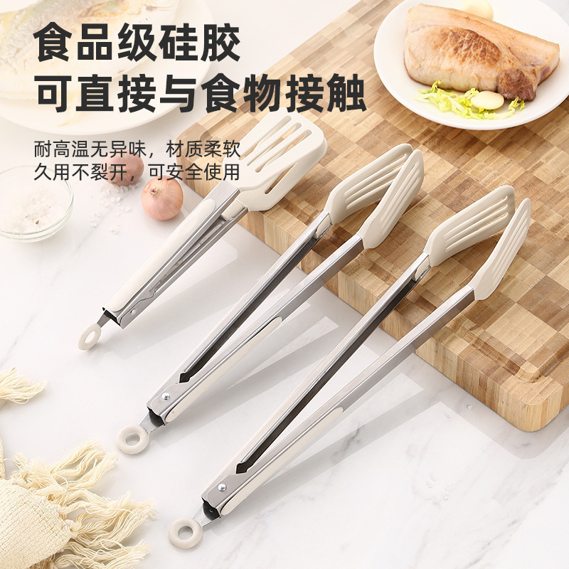 Clipe de alimentos de silicona de acero inoxidable de 9 pulgadas clipe PP clipe de alimentos clip de barbacoa al aire libre clip de barbacoa anti-calor clip de alimentos