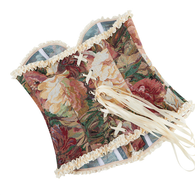 Nuevos flores de albaricoque con encaje, cintura de cintura, bra, corte, ropa de cuerpo, Aliexpress, suministro transfronterizo