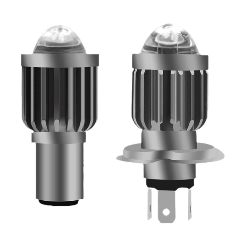 Motocicleta LED pequeño cañón de acero transformado con lente delantero H4 H6 luz alta y baja luz blanca y amarilla delantero bicromático