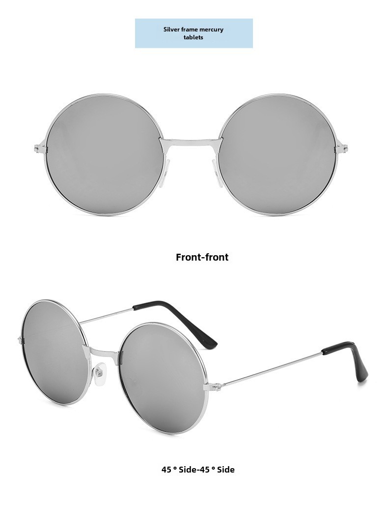 Retro Runde Metall Sonnenbrille Sonnenbrille Neue Unisex Flache Brille Farbe Marine Brille Großhandel_voghion.com