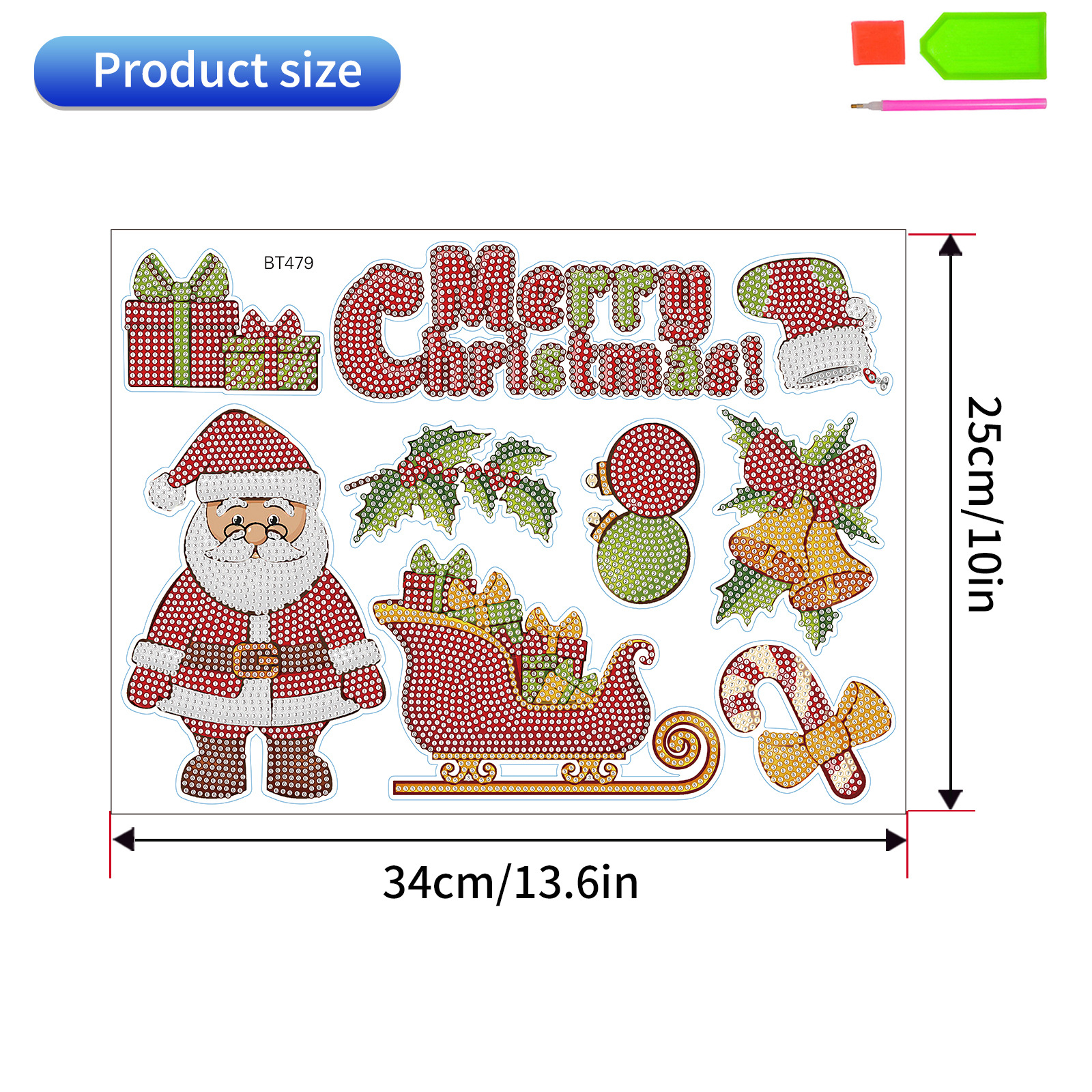 Diamante de Navidad transfronteriza dibujos animados DIY Santa Claus aleatorios pegatinas de ladrillo pintura pegatinas de diamante brillante al por mayor