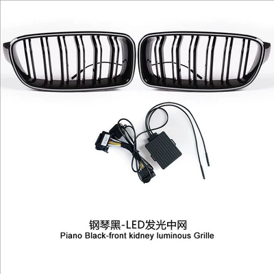 Suitable for Old Bmw 3 Series 5 Series F35F18 Modified Luminous Ring-Shaped Grille with Multiple Modes Parallel Bars Bright Black (Zhongwang) - 3-series-13-19-luminous-ring-mesh-multi-mode