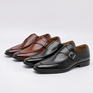 2025 New Men's Business Retro Casual Fashion Trendy Mengke Shoes Cross-border Beautiful Size Single-side Buckle Loafers