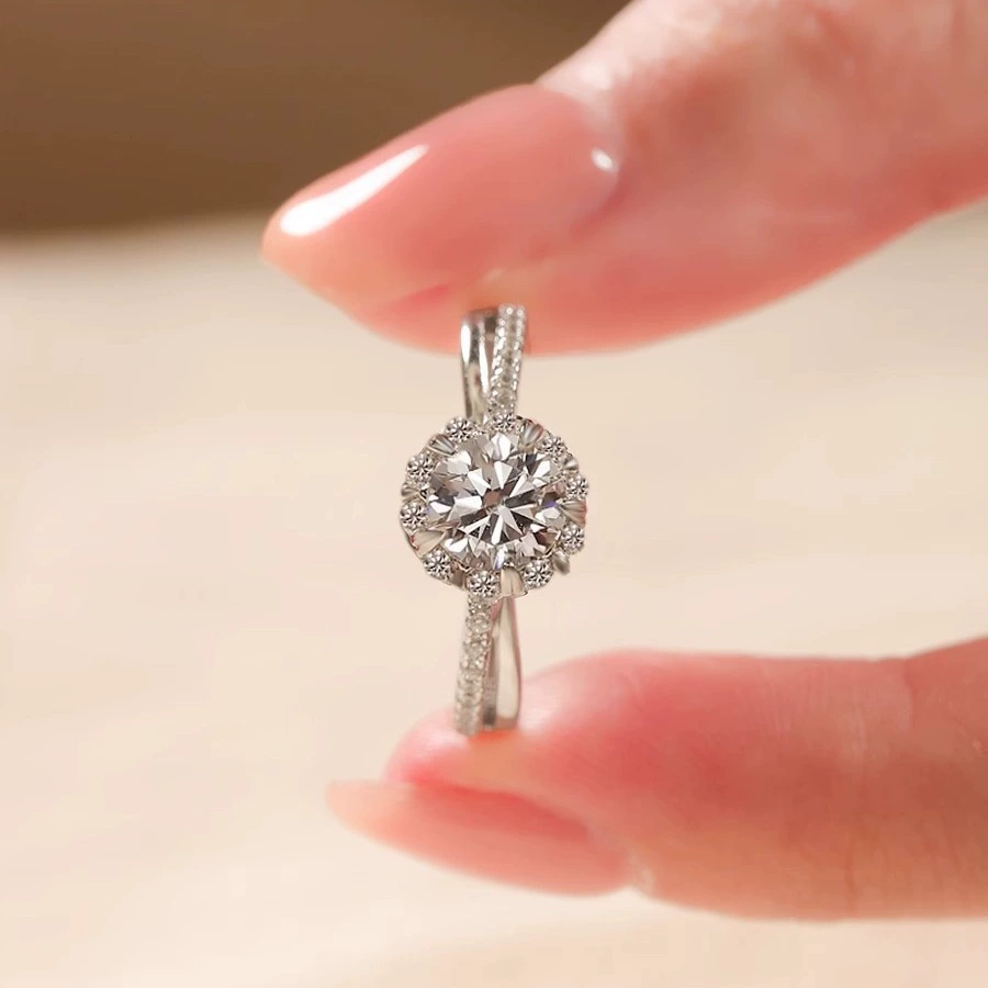 Принцесса Ретро обручальное кольцо, платиновое покрытие, 925 Sterling Silver с акцентами 18K белого золота, регулируемое