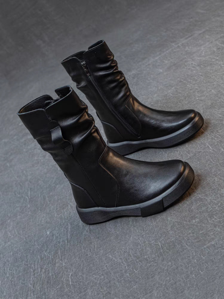 马丁靴女2024新款中筒靴秋冬季加绒鞋子休闲英伦风切尔西骑士靴子