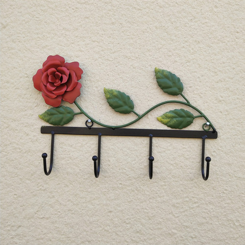 田园创意玫瑰花小雏菊门口钥匙挂钩墙壁衣服帽钩门后包包壁挂装饰