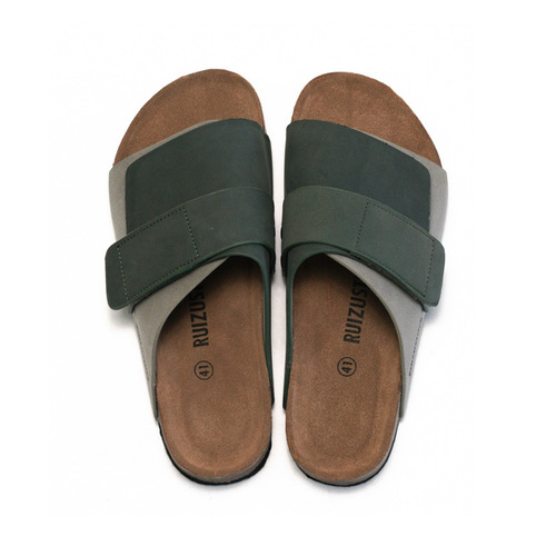 RUIZUSTOCK Autumn/Summer Men's Cork Slippers | Men's Beach & Student Flip-Flops | Water-Resistant Suede Cowhide Design