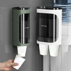 使い捨てコップ自動カップ取り出し器穴なし壁掛け式家庭用浄水器二重筒紙コップ収納棚