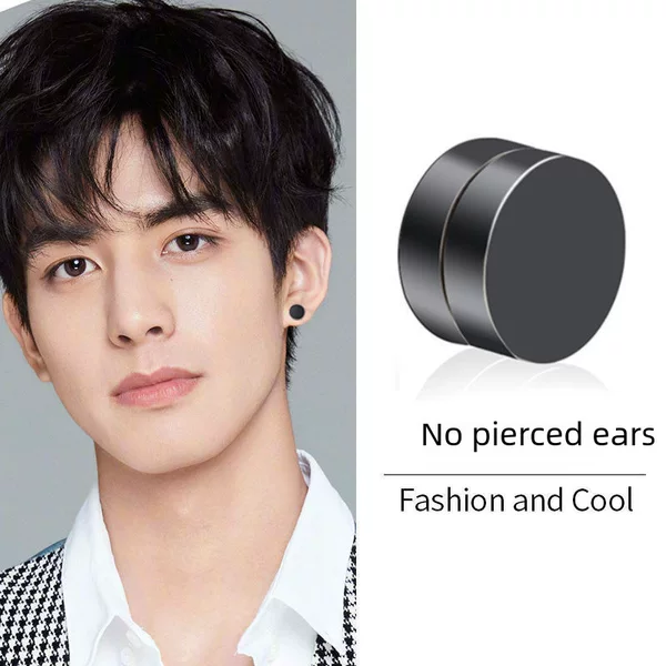 Magnetic Suction Men's Ear-less Amazon Cross-border Explosions Earrings Round Magnet Simple High-end Female Accessories