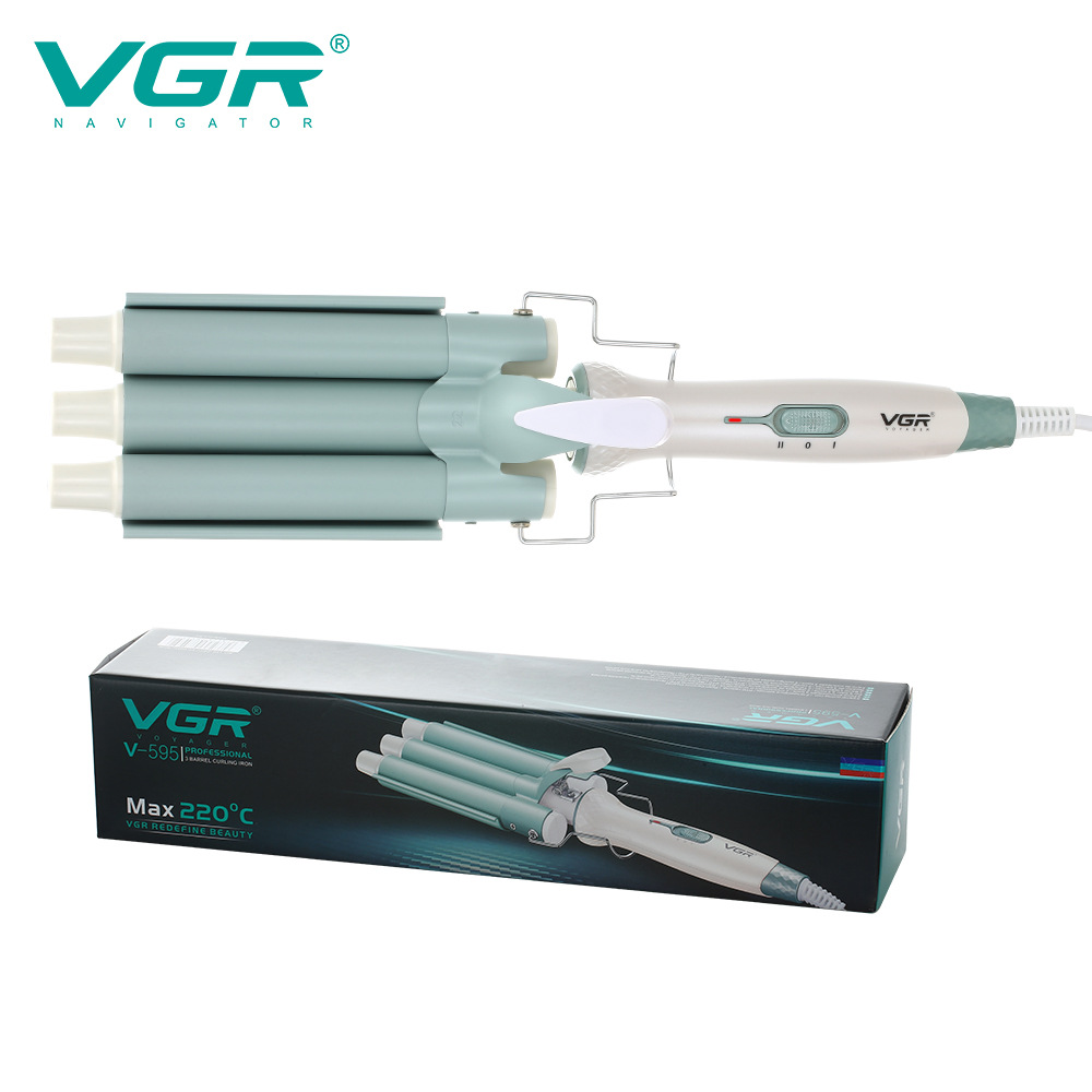 VGR595 cross-border egg roll stick bubble noodle head three tube curling iron water ripple small curling iron big curling iron splint new