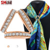 Silver three dimensional triangle, scarf, brooch, metal accessories, Korean style, gold and silver