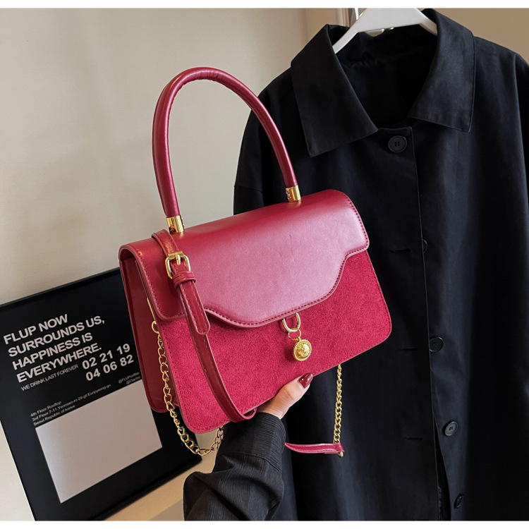Borsa a tracolla in velluto rosso retro piccola borsa a mano sposa_voghion.com