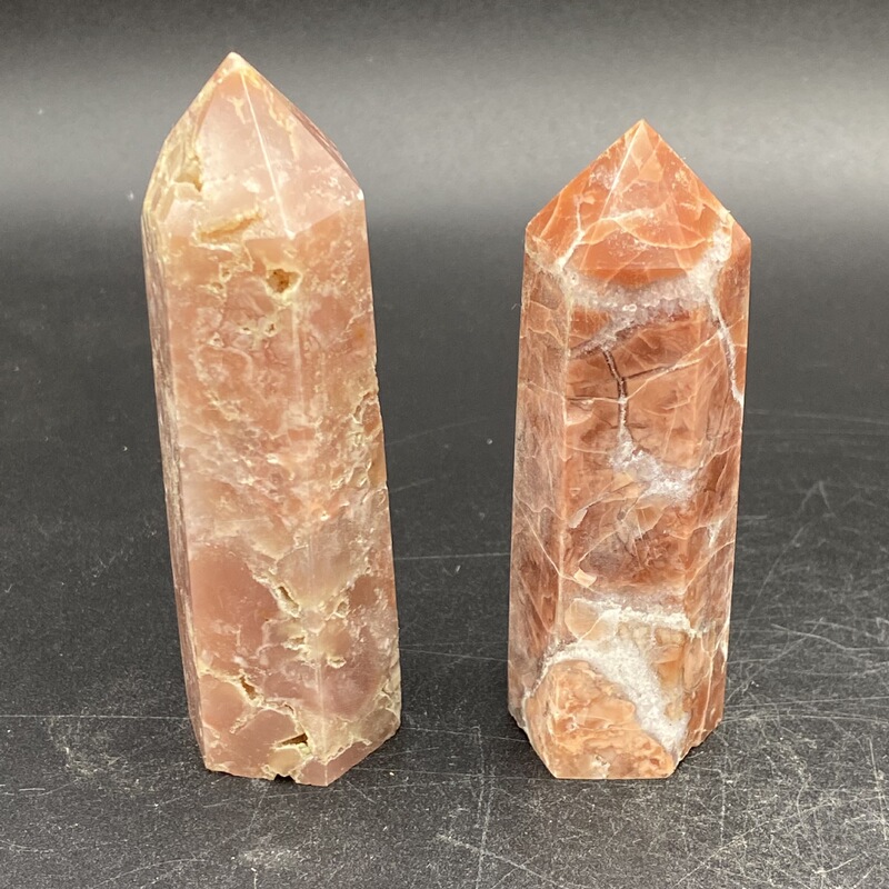 天然白松石樱花玛瑙柱子小摆件桌面摆件手工雕刻件装饰 买一送一 图 3