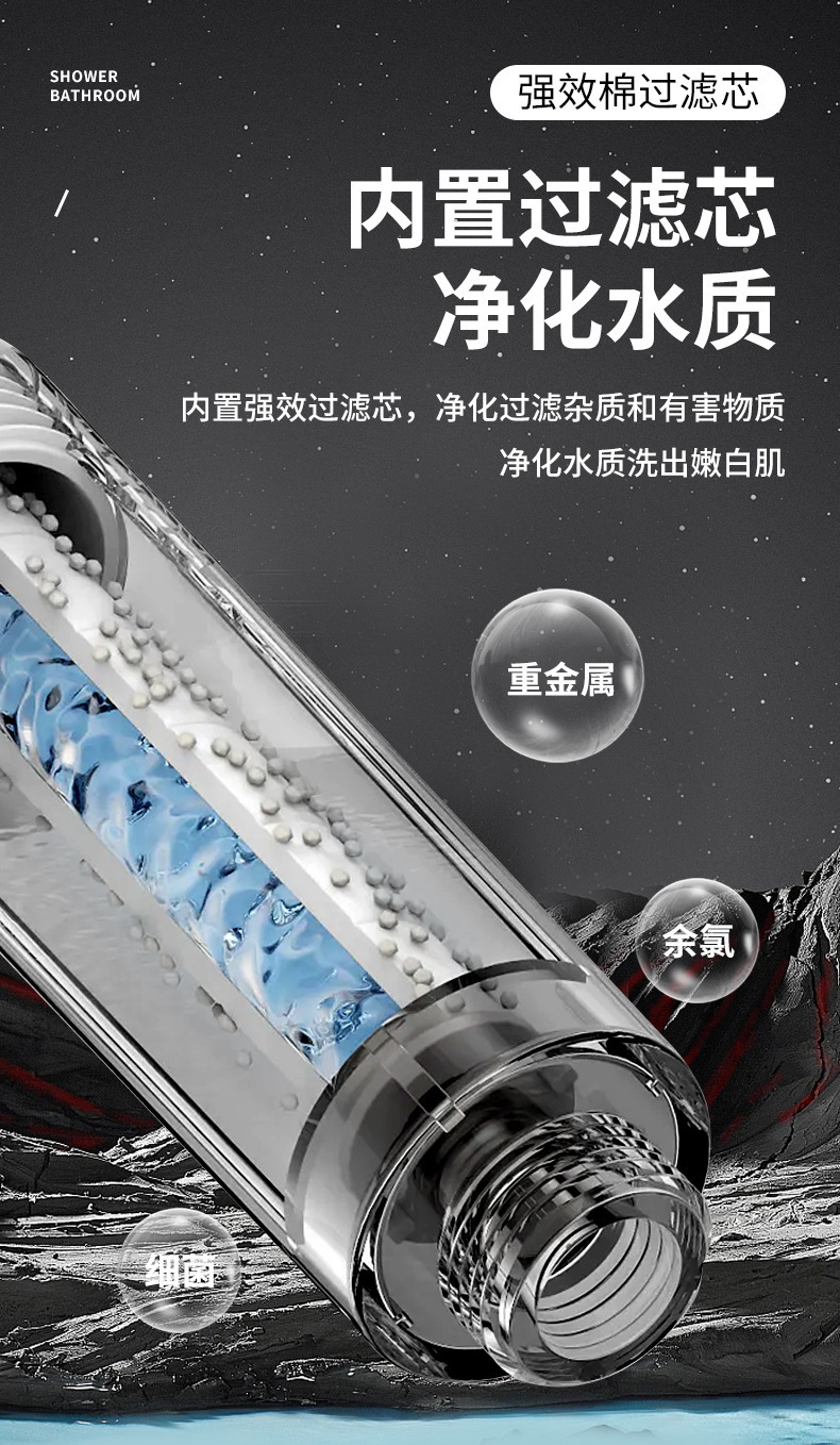 Filter pressurized showerhead, five-speed adjustable pressurized household bathroom water heater, bathing, rain shower, bathing undefined