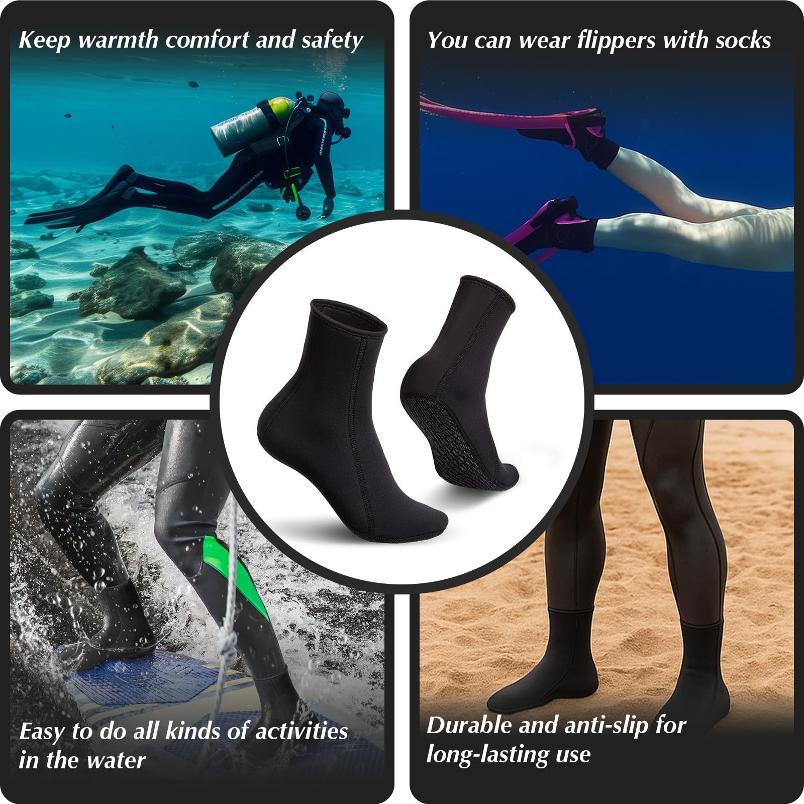 Cross-Border Men's and Women's Diving Socks, Snorkeling Socks, Swimming Socks, Beach Socks, Shoes, Thickened Waterproof Socks, Breathable Outdoor Wading