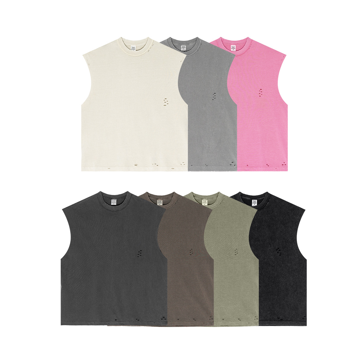 Playera sin Mangas con Desgastado para Hombre de Algodón, Corte Holgado para Uso Casual