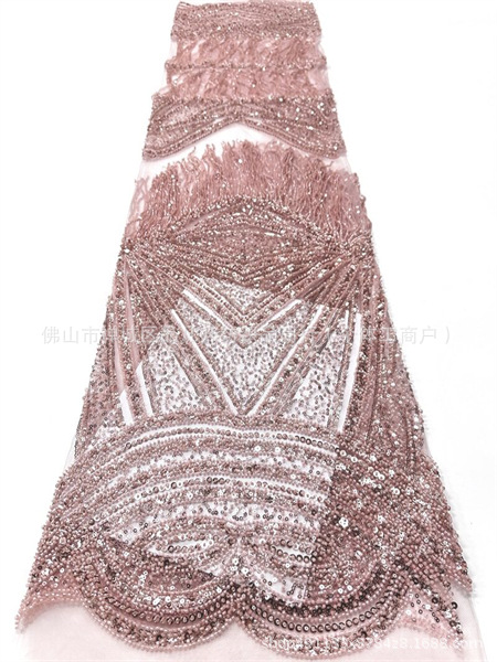 Alta fijación colgante de bordas cuentas tela de encaje industria pesada alta sensación vestido de pecho vestido de noche tela
