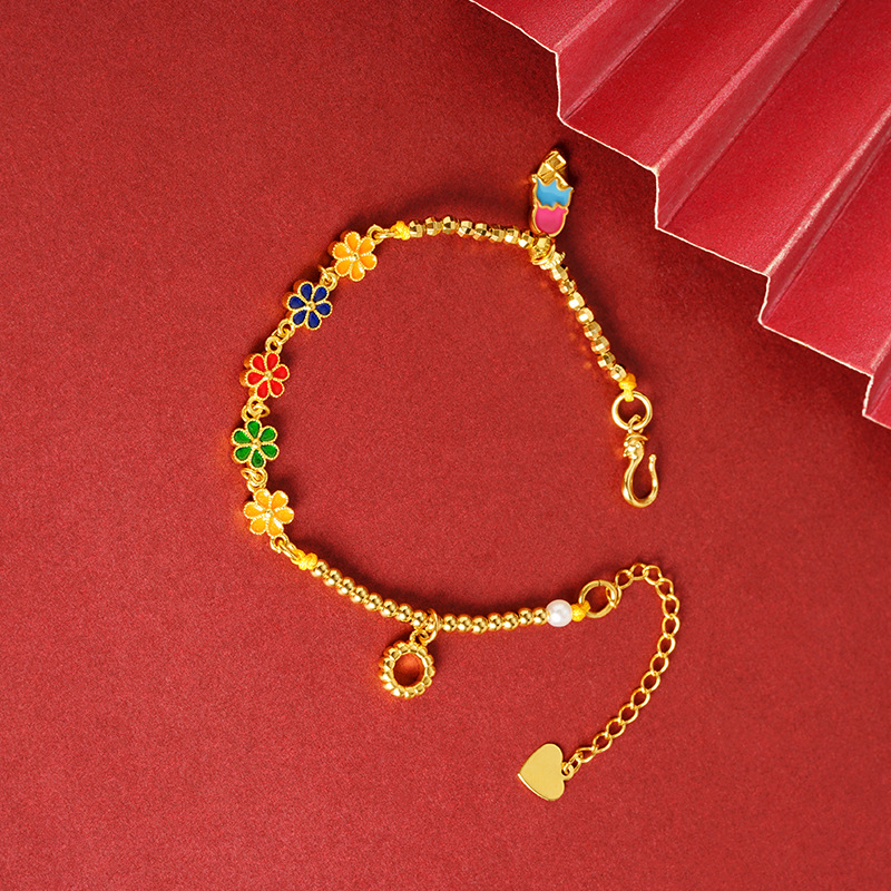 Vietnam oro de oro goteo de aceite de flores ligeras de lujo nicho pulsera de alto rendimiento no se desvanecerá fabricantes de joyas