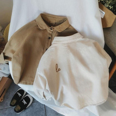 Japanese cotton boys' shirt 2023 February and August children's loose children's cotton summer long-sleeved light and trendy jacket