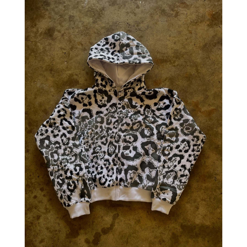 Y2K Animal Print Zip-Up Hoodie – Unisex Streetwear Jacket With 3D Embossed Design | Retro Futurism & Hip-Hop Fashion_viptrois.com