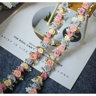 Heavy handmade lace mixed color flowers three-dimensional pearl lace accessories DIY Lolita children's clothing accessories home textile accessories