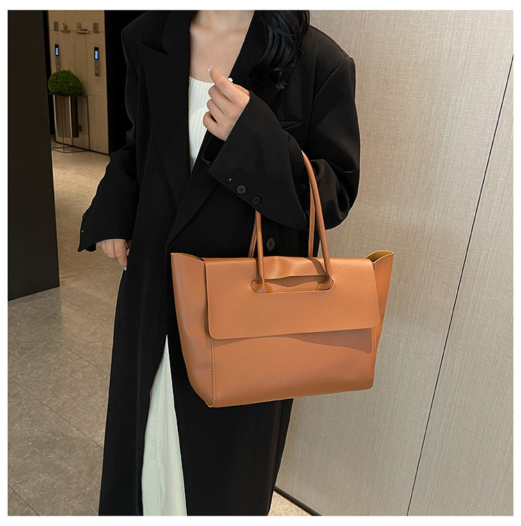 2024 Donna Nuovo Lare Capacità Alta Qualità Texture Semplice Tempo Libero Colore Solido PU Versatile Trendy Portatile Ascellare_voghion.com