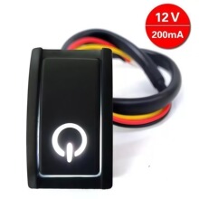 热销新品小型迷你方形按钮改装双面胶粘贴开关亮LED白灯配30cm线