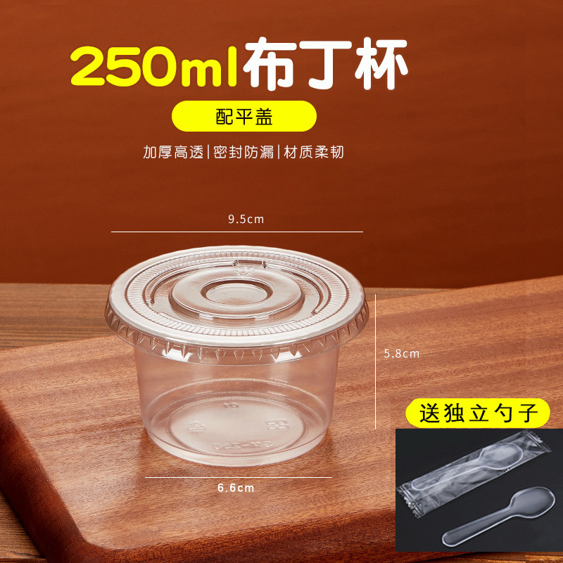 100 sets [250ml cup + flat lid + independent spoon]