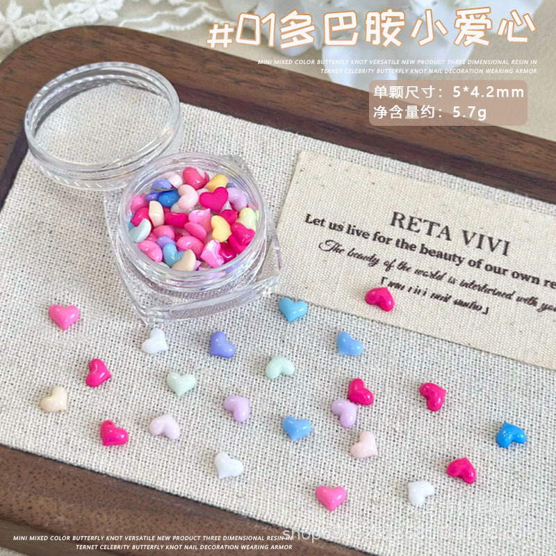 ドーパミンカラーラブネイルアートジュエリーミックス立体五芒星ムーンリボン DIY ウェアラブルネイルドリル|undefined