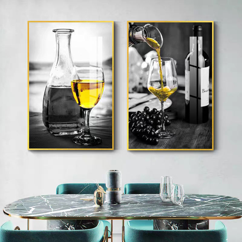 Pintura decorativa de comedor simple mesa de comedor cuelga pinturas de porcelana de cristal de fondo pinturas murales sin perforación