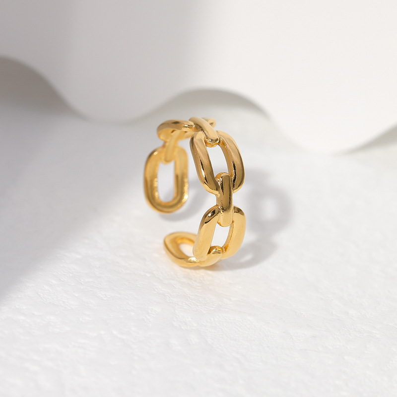 Fashion Solid Color Stainless Steel Chain Open Ring 1 Piece