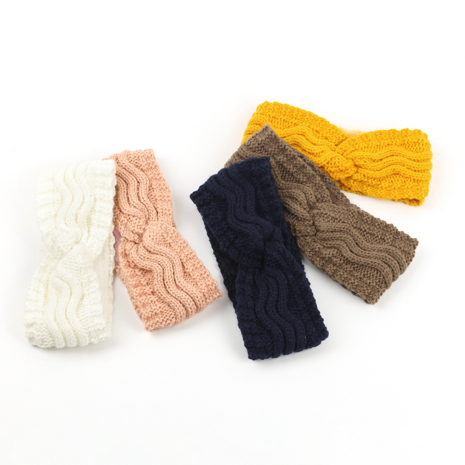 Bandeau en velours à larges bords en laine pour automne et hiver, accessoires pour cheveux chauds, bandeau tricoté, protège-oreilles de sport de couleur unie, bandeau de yoga_voghion.com