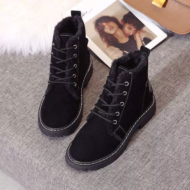 Ботинки женские бархатные в британском стиле, осенние туфли с котом, студенческие ботинки в корейском стиле, универсальные короткие ботинки на толстой подошве